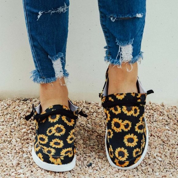 Restocked! Sunflower 🌻 Lace Up Flat Sneakers - Similar to Hey Dudes - NWT - - Picture 2 of 7